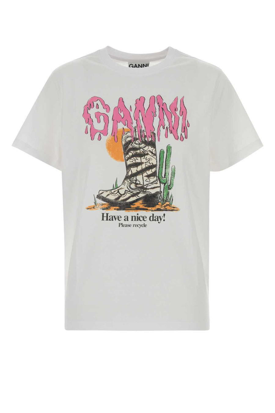 Ganni Cotton 100% Organic Cotton t-shirt in white