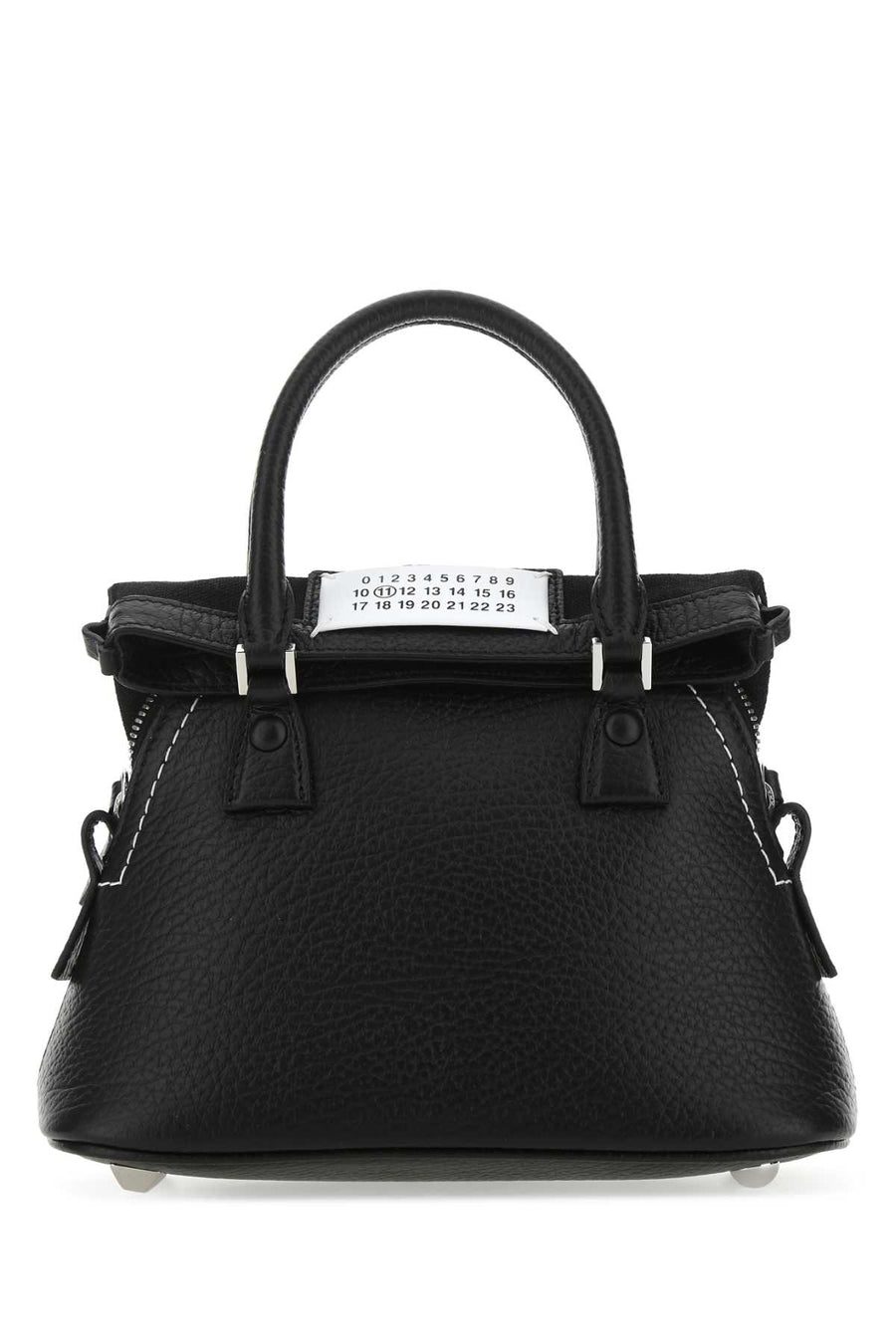 Maison Margiela Body: 100% calf leather. Contrast: 79% cotton top handle bag in black