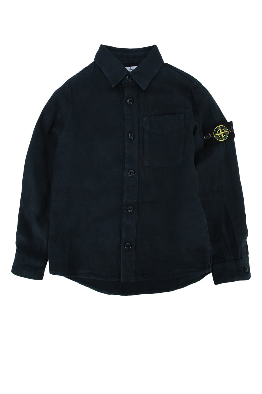Stone Island Kids 100% Linen shirt in navy