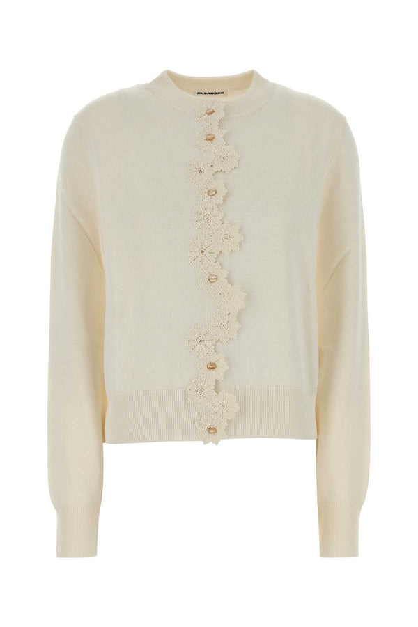 Jil Sander Cardigan Exterior: 63% Viscose 33% Cotton 3% Nylon 1% Elastane cardigan in white