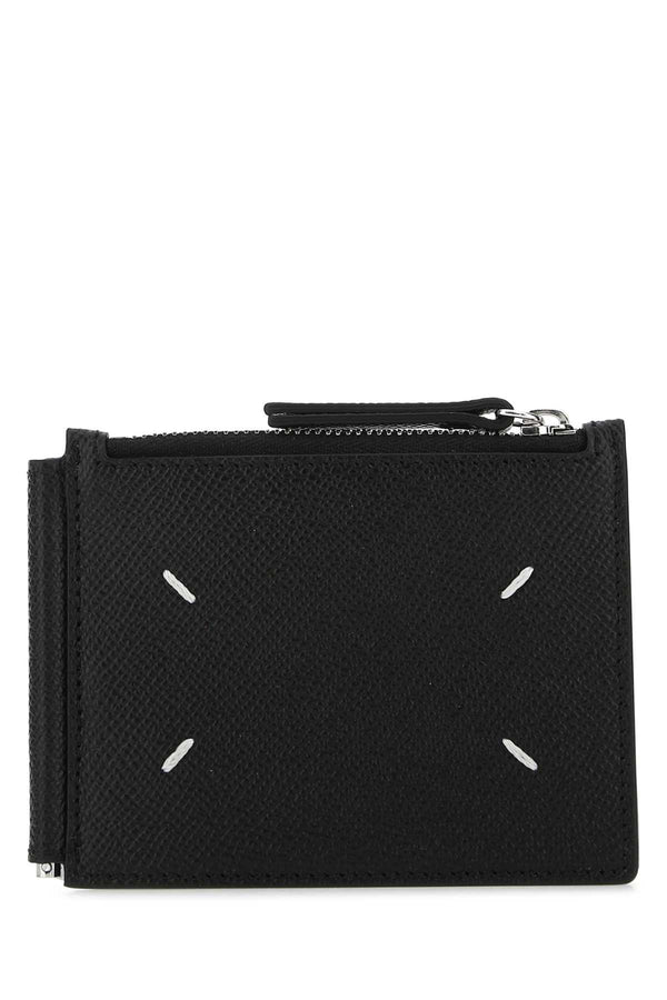 Maison Margiela Slim Body: 100% Bovine Leather; Interior: 100% Bovine Leather; Lining: 100% Viscose; Metal hardware: 100% Brass; Metal hardware (1): 100% Zinc Alloy card case in black
