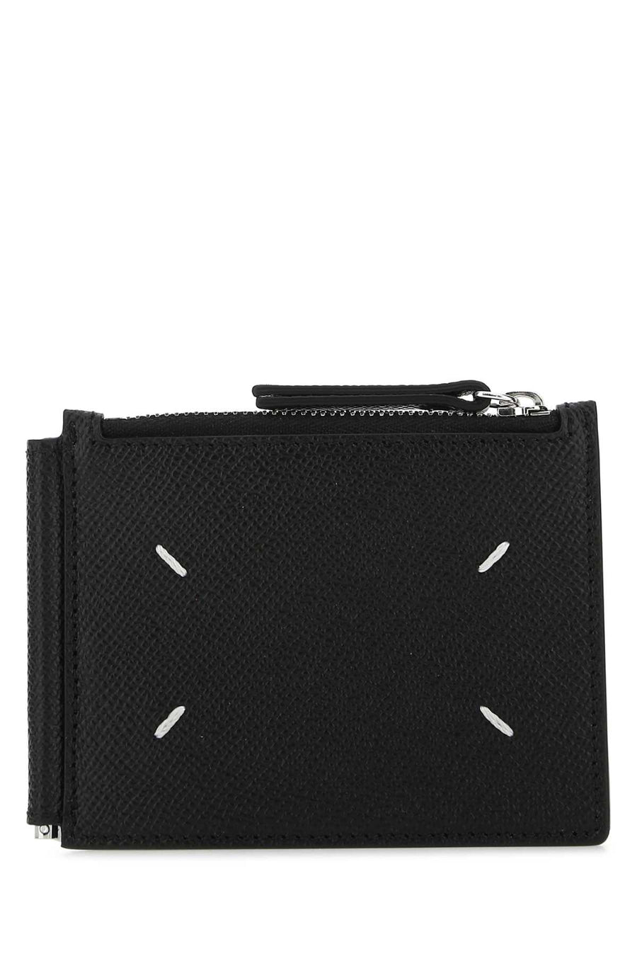Maison Margiela Slim Body: 100% Bovine Leather; Interior: 100% Bovine Leather; Lining: 100% Viscose; Metal hardware: 100% Brass; Metal hardware (1): 100% Zinc Alloy card case in black