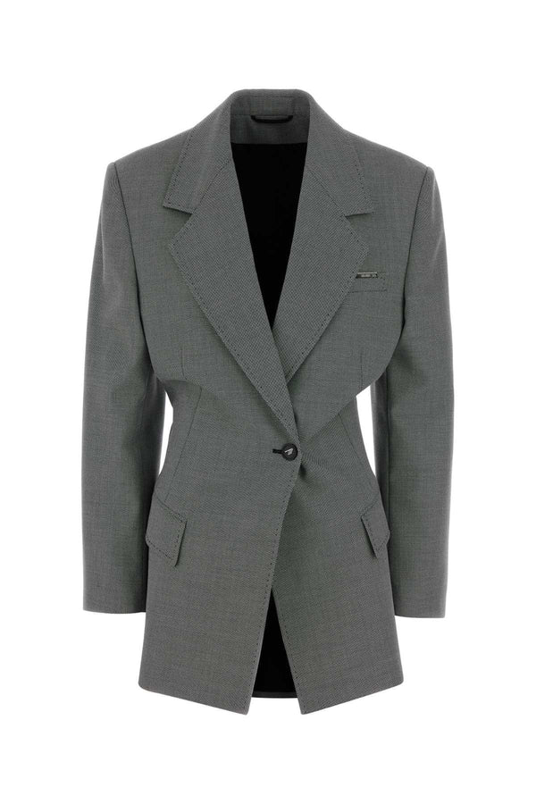 The Attico Exterior: 60% Virgin Wool blazer in gray