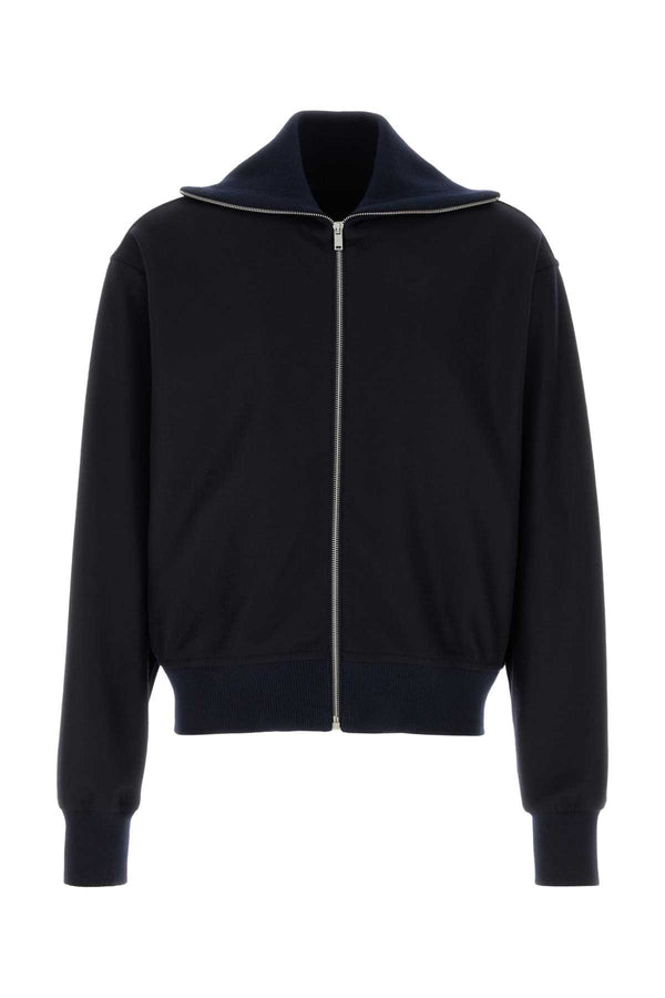 Jil Sander Sweatshirt 100% Wool cardigan in navy
