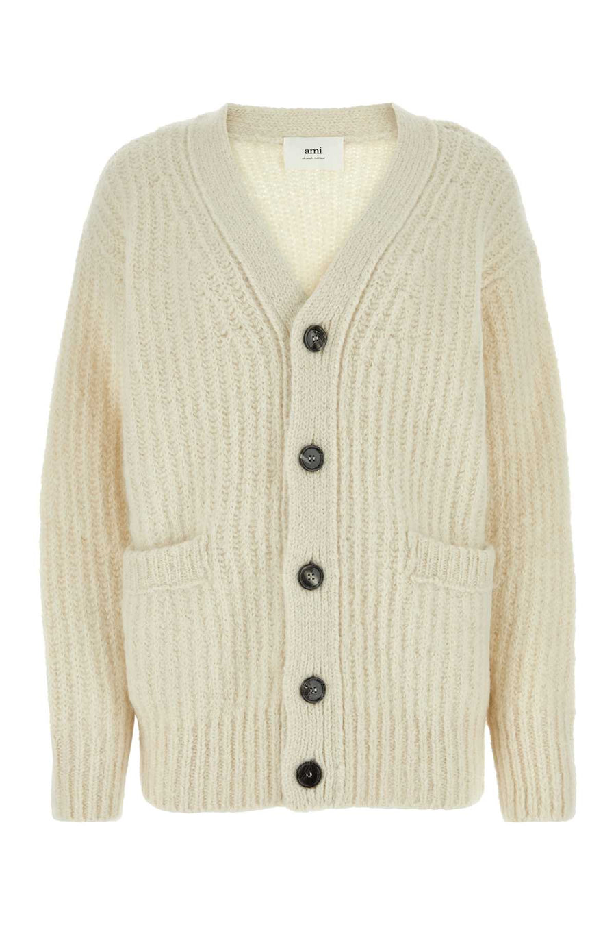 AMI Paris 74% Alpaca cardigan in beige