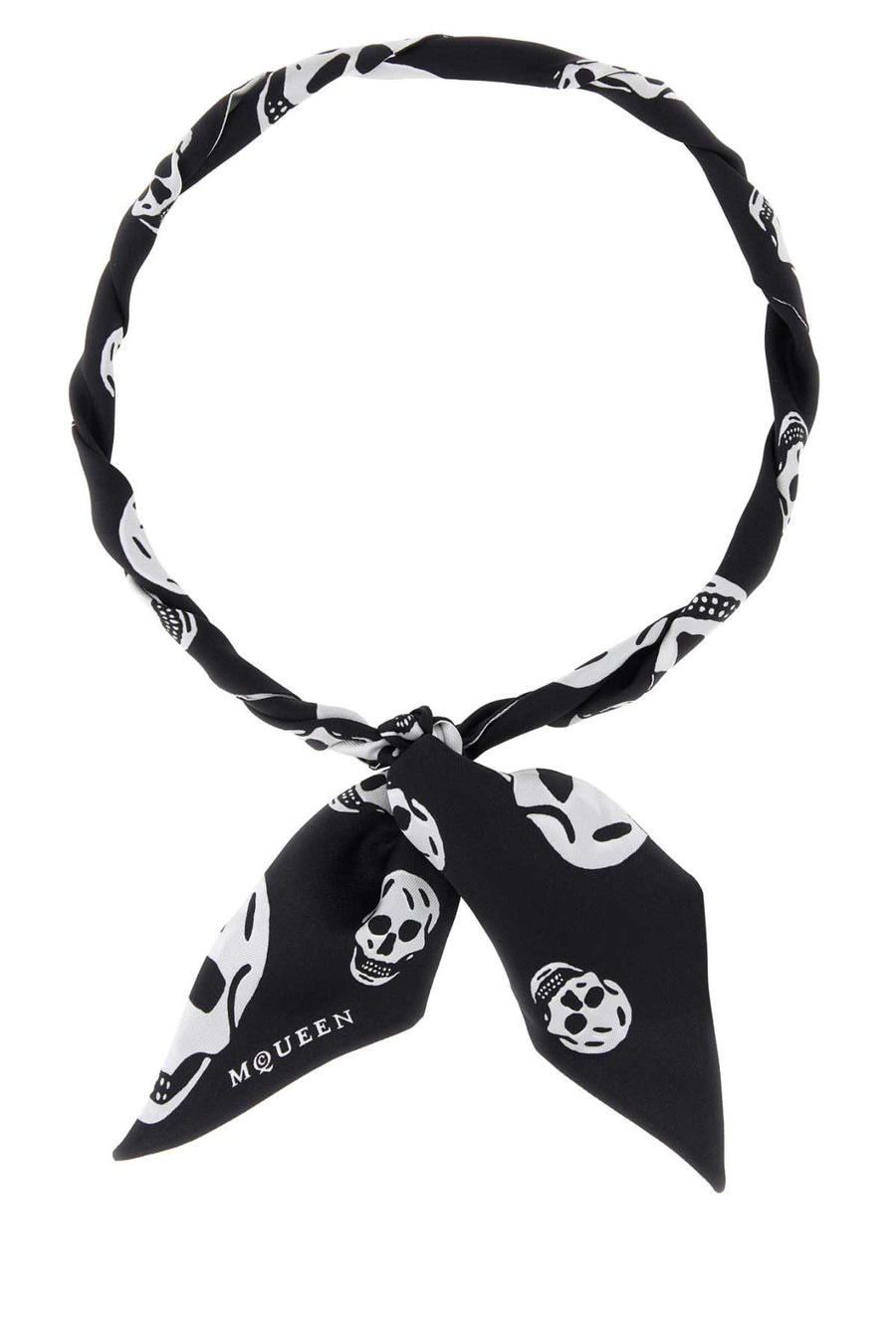 Alexander McQueen Skinny 100% Silk scarf in black