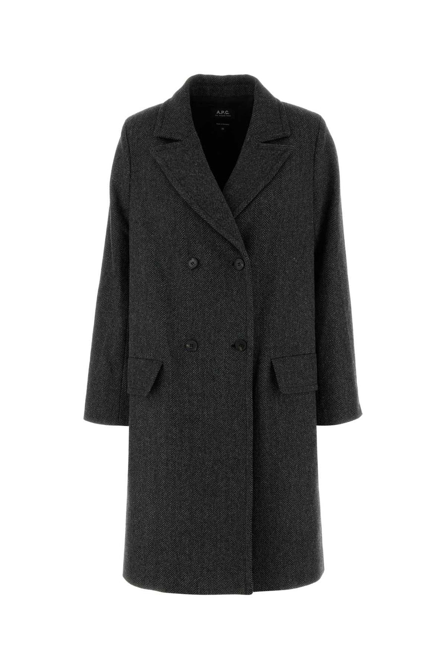 A.P.C. Ginny Exterior: 70% Wool 25% Nylon 5% Other fibers; Lining: 100% Viscose coat in gray