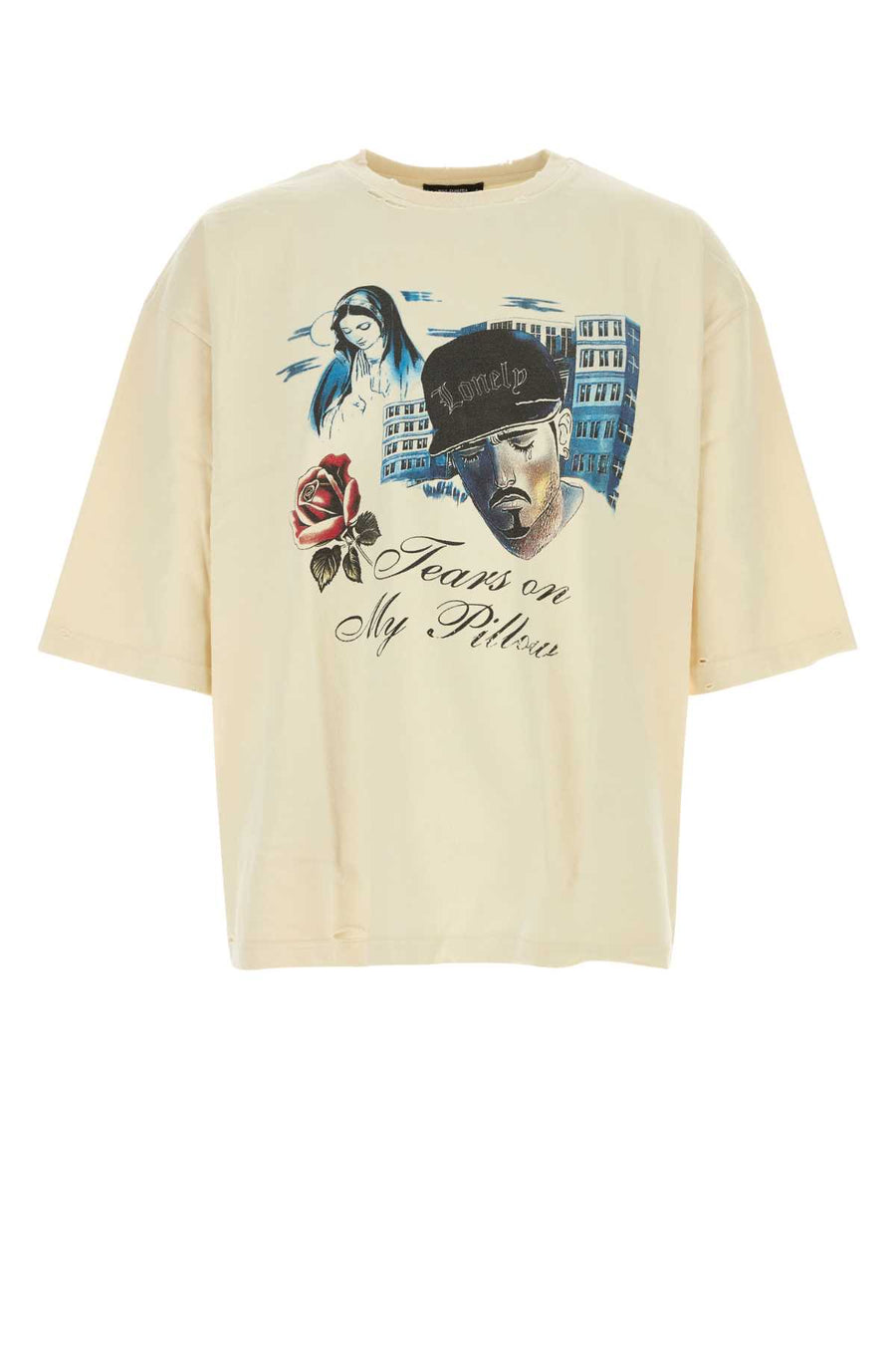 Willy Chavarria Pillow 100% Cotton t-shirt in beige