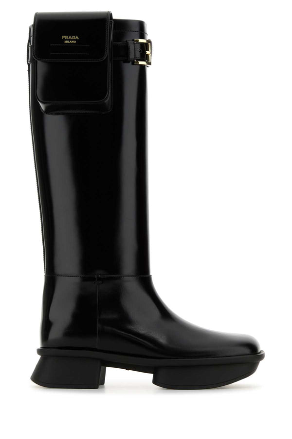 Prada 100% Vitello boot in black