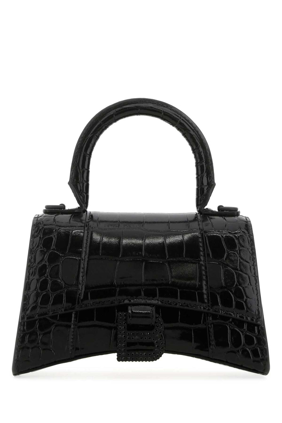 Balenciaga Exterior: 100% Calf Lining: 100% Leather Finishing: Enamelled metal top handle bag in black