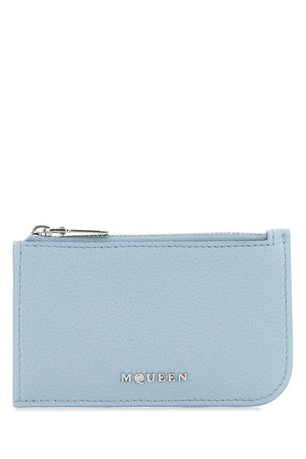 Alexander McQueen Card Exterior: 100% Leather; Finishing: Silver metal card case in light blue