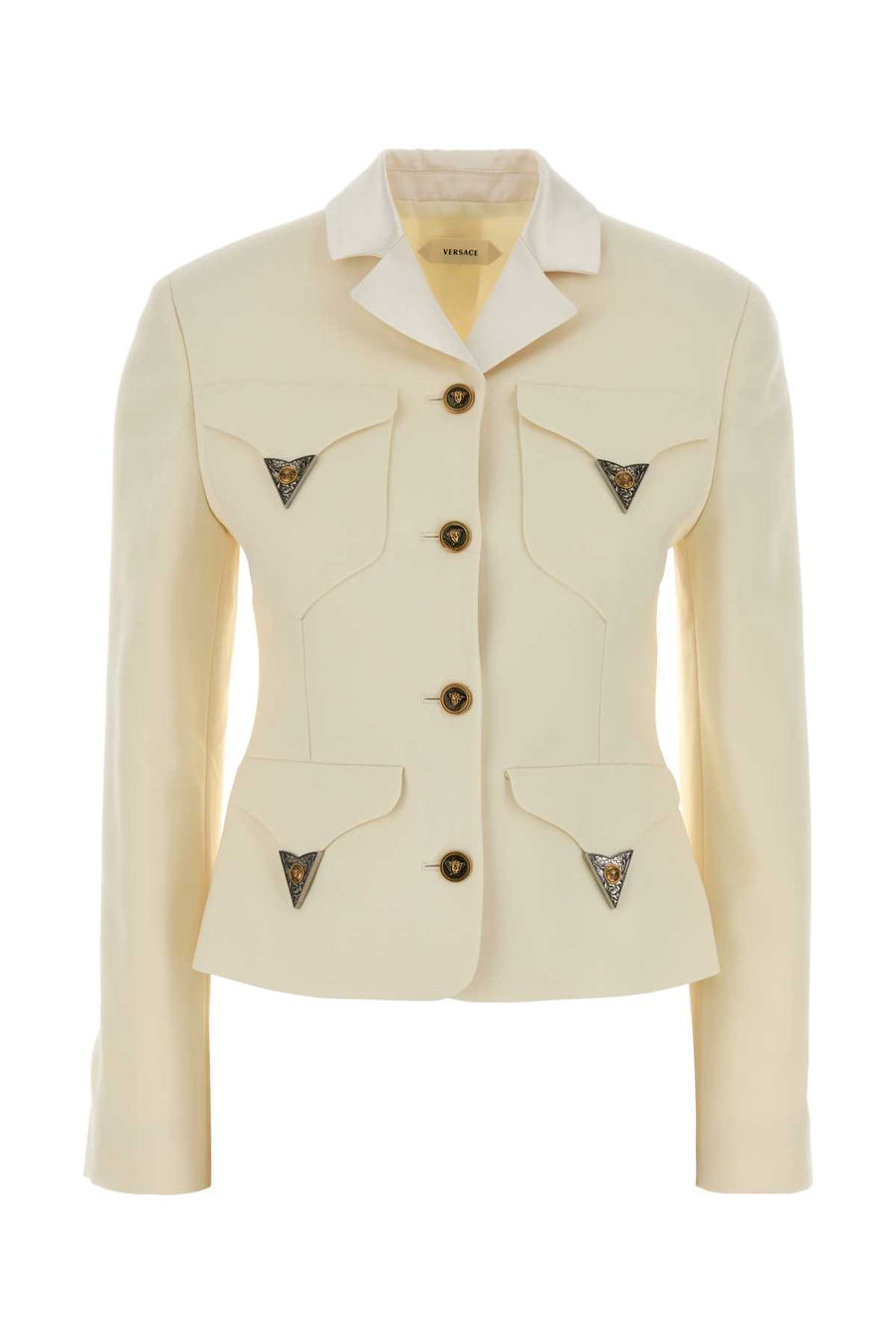 Versace Exterior: 98% Virgin wool 2% Elastane; Lining: 100% Viscose blazer in beige