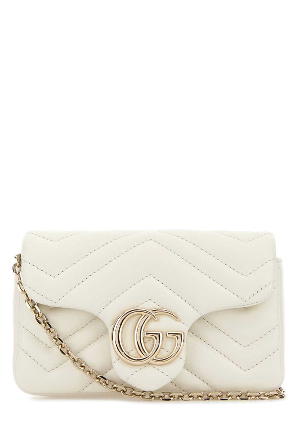 Gucci With Exterior: 100% Lamb Leather shoulder bag in white