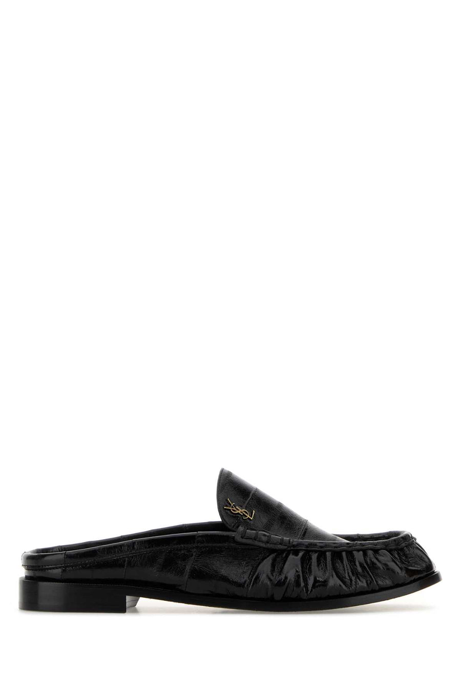 Saint Laurent Loafer Exterior: 100% Eel; Interior: 100% Leather; Sole: Leather loafer mule in black