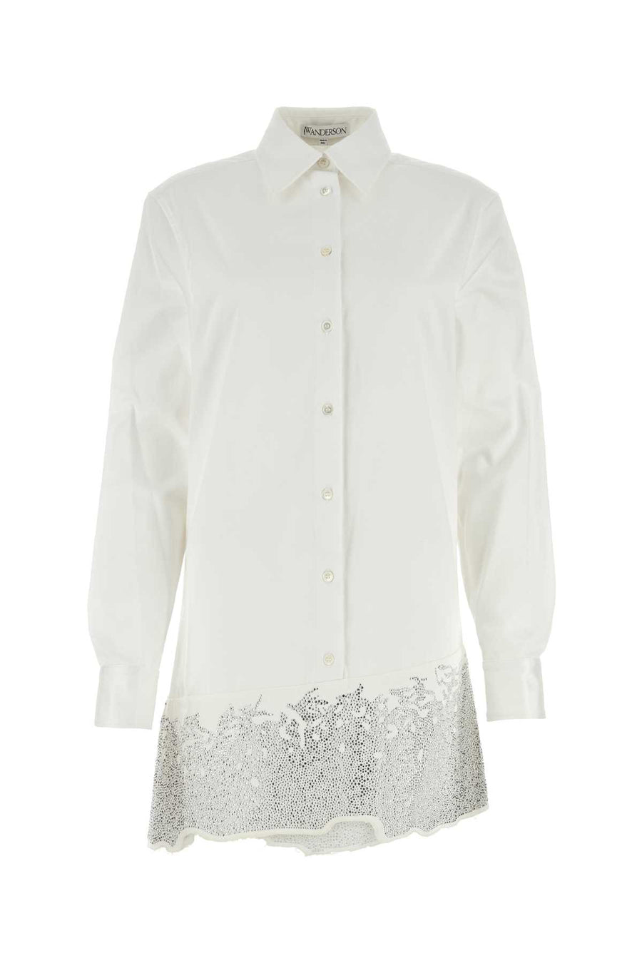 JW Anderson Glitter 100% Cotton shirt dress in white