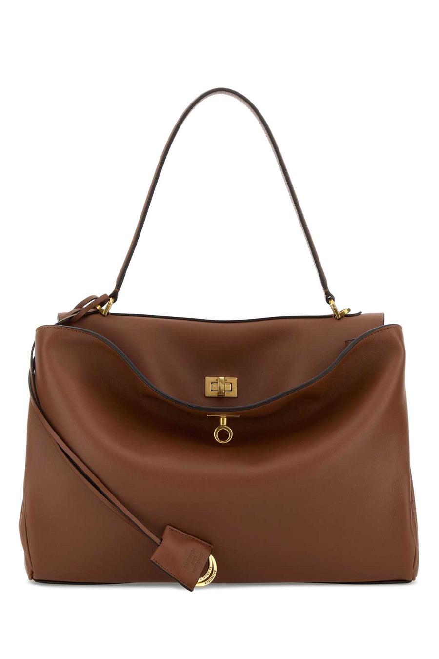 Balenciaga Handle T Domesticated Calf Leather 100% top handle bag in brown