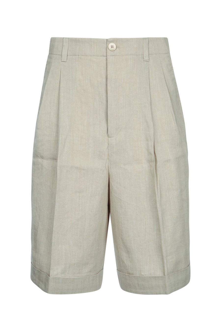 Jacquemus Short Principal: 59% Linen bermudas in beige