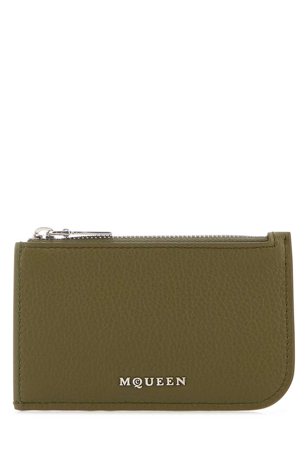Alexander McQueen Card Exterior: 100% Leather card case in green
