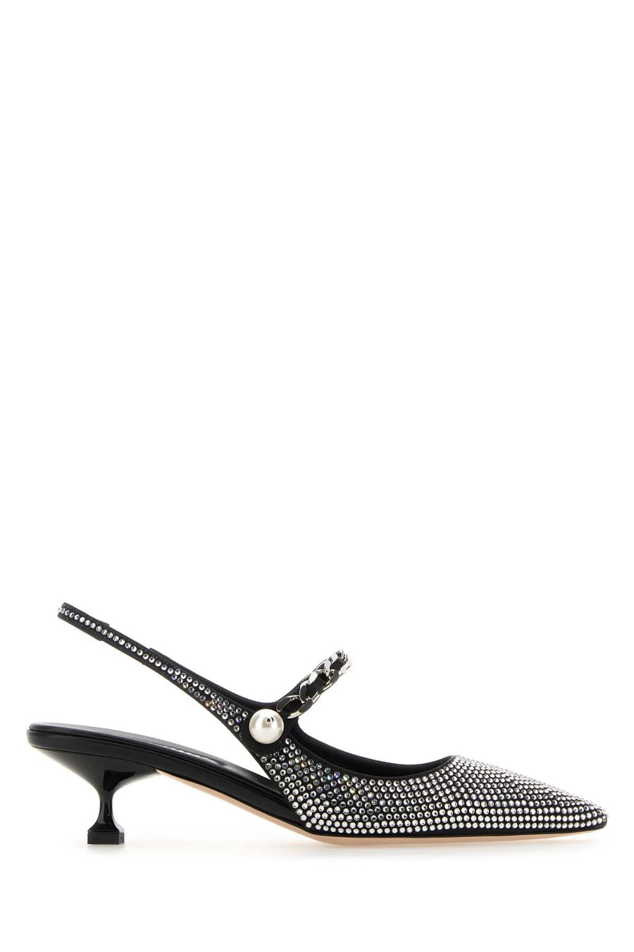 Miu Miu Tacco Exterior: 100% Fabric; Interior: 100% Leather; Sole: Leather pump in black