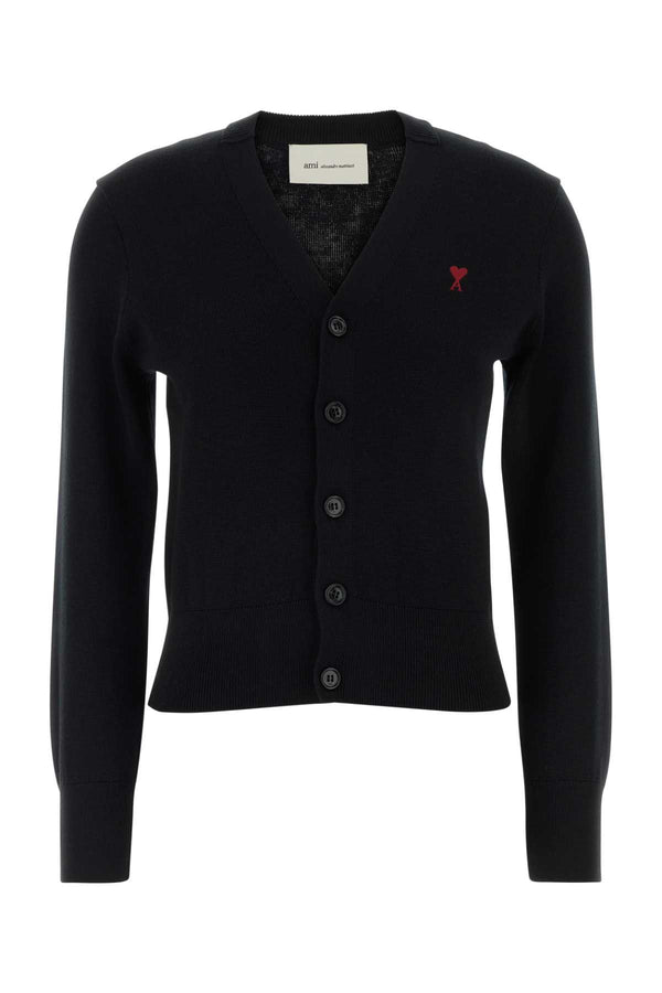 AMI Paris With 100% Merino wool cardigan in black