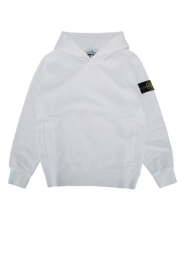 Stone Island Kids Sweater 100% Cotton hoodie in white