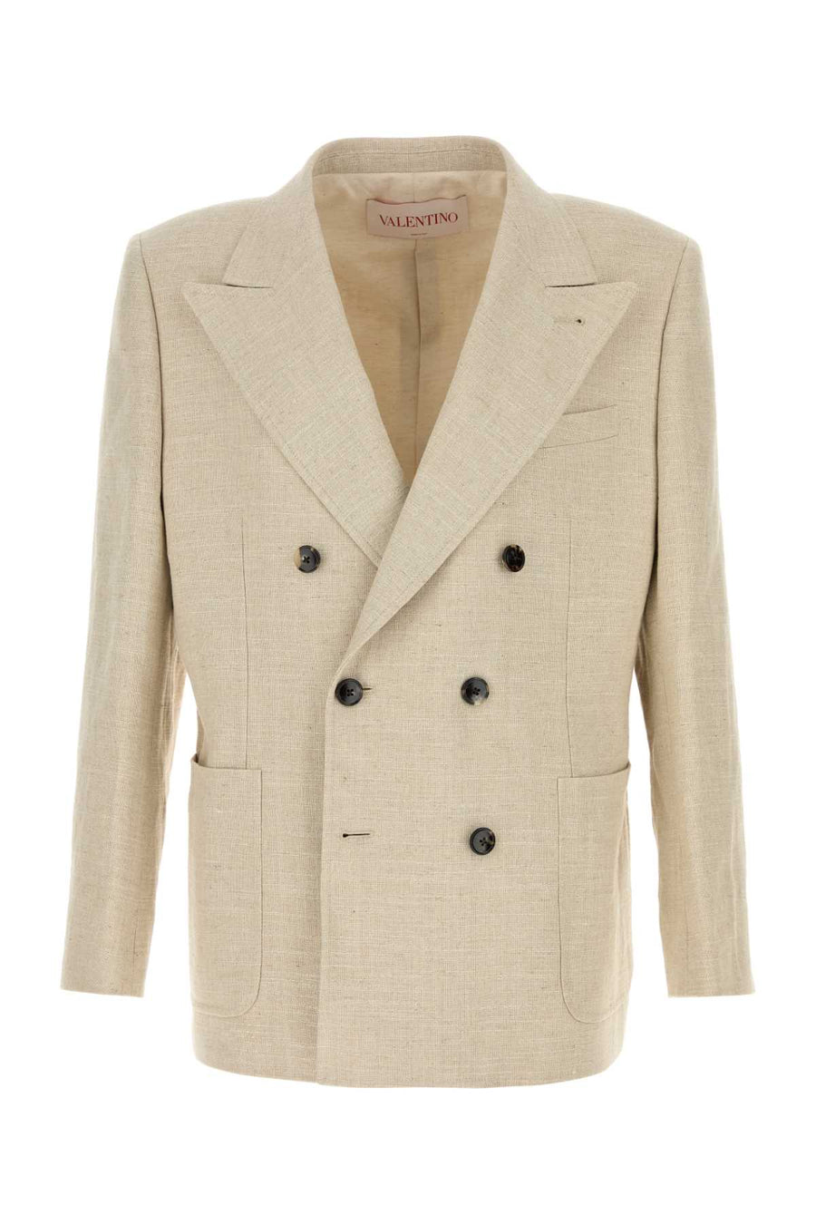 Valentino Garavani Exterior: 85% Linen 15% Viscose; Lining: 91% Cotton 9% Linen blazer in beige