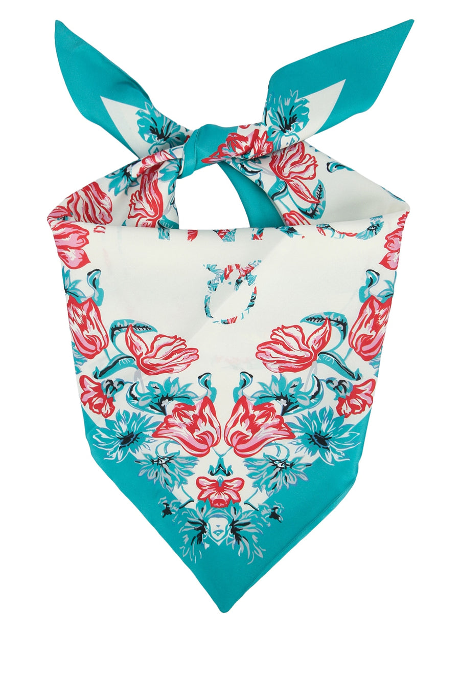 Pinko Triangolo Twill scarf in turquoise