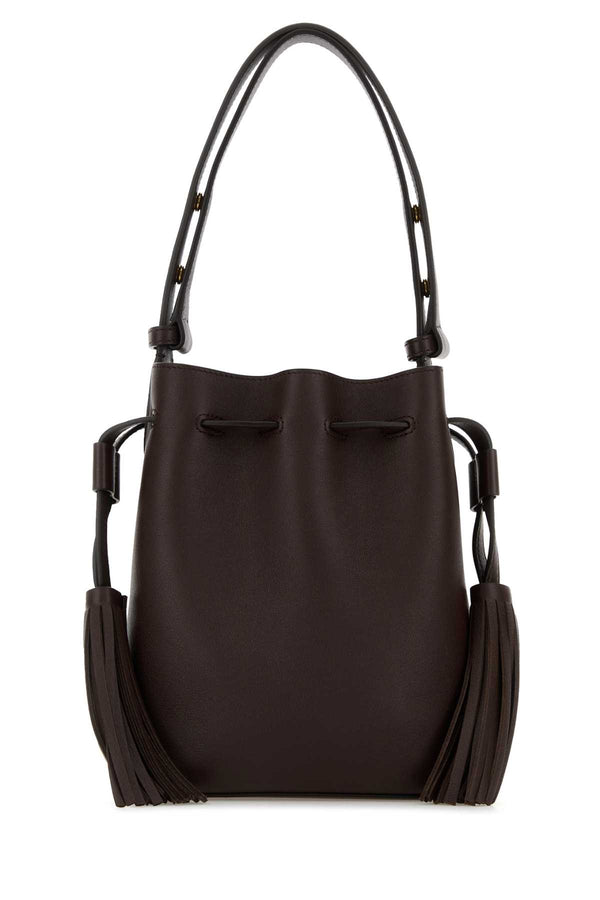 Valentino Garavani Drawstring Exterior: 100% Leather bucket bag in brown