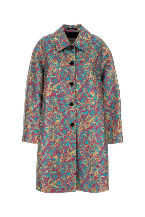 Dries Van Noten Exterior: 37% Viscose 32% Cotton 23% Polyester 8% Nylon. Lining: 100% Viscose coat in turquoise
