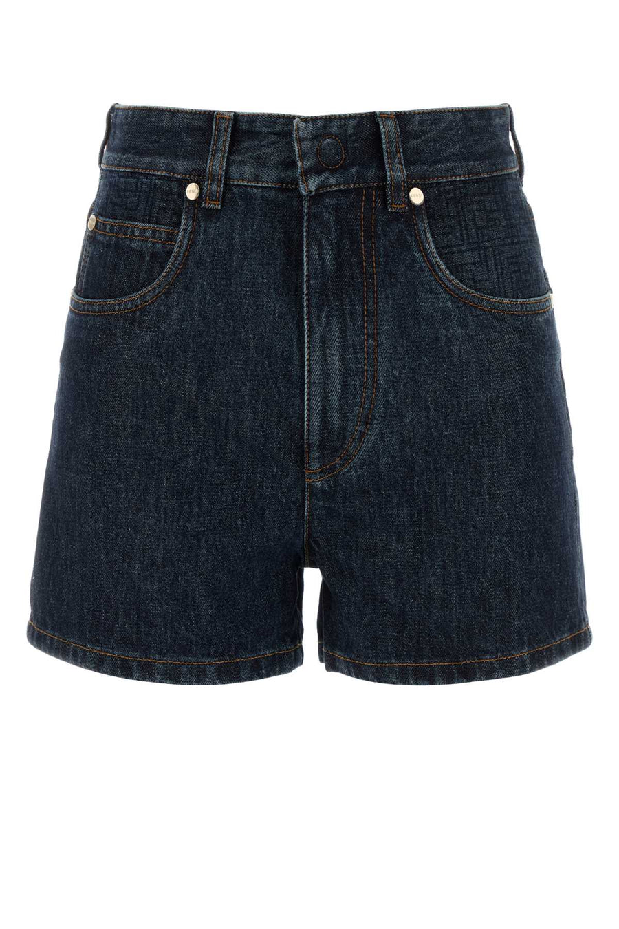 Fendi Padded 100% Cotton denim shorts in navy