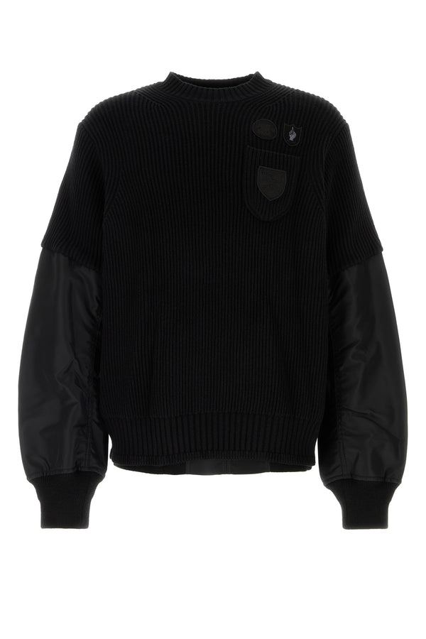 Sacai Cotton 86% sweater in black