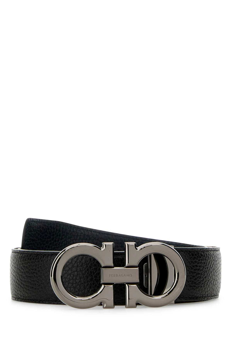 Black Leather Reversibile Belt Nerobluemarine Cinture