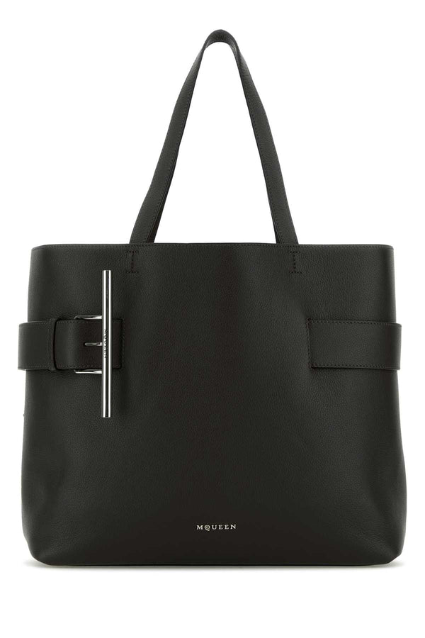 Alexander McQueen Shopper Exterior: 100% Calf Lining: 100% Suede Finishing: Silver metal tote bag in black