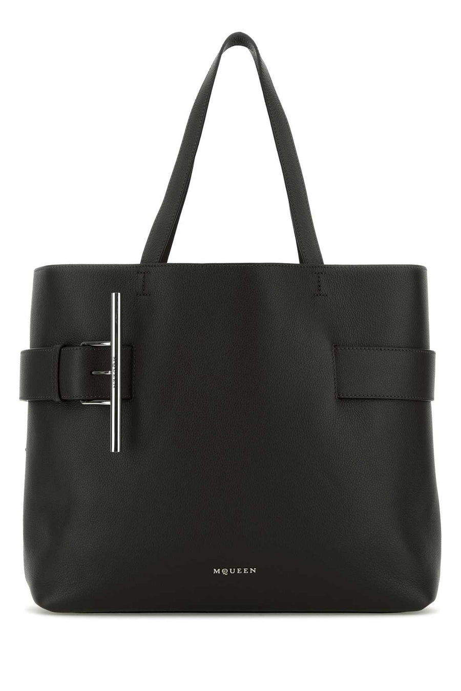 Alexander McQueen Shopper Exterior: 100% Calf Lining: 100% Suede Finishing: Silver metal tote bag in black