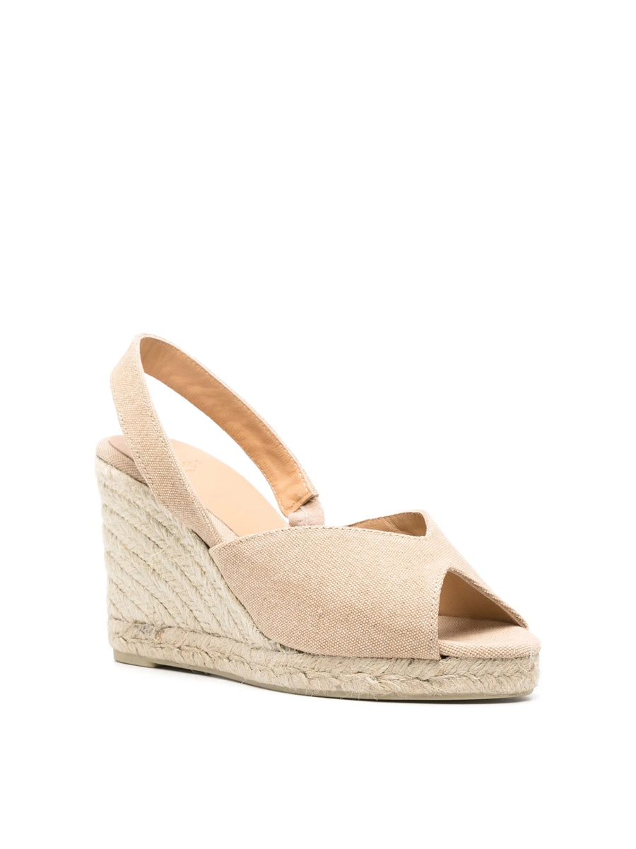 Castaner Linen canvas wedge sandal in beige