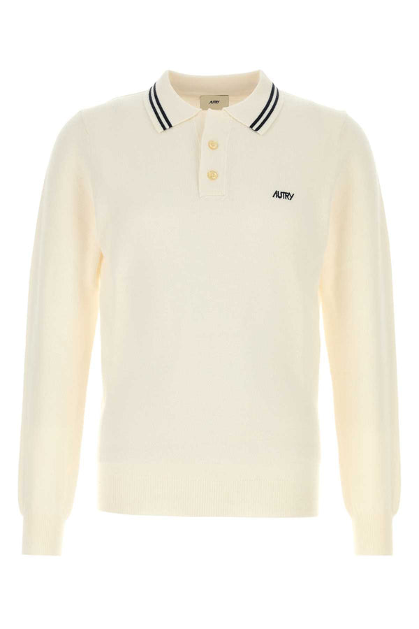 Autry Wool 50% Merino Wool polo shirt in cream