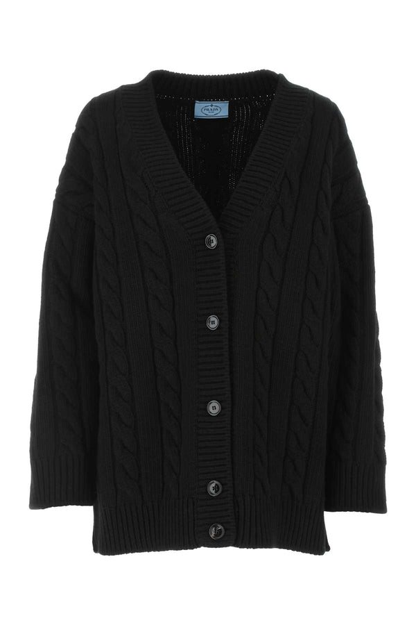 Prada 70% Virgin wool cardigan in black
