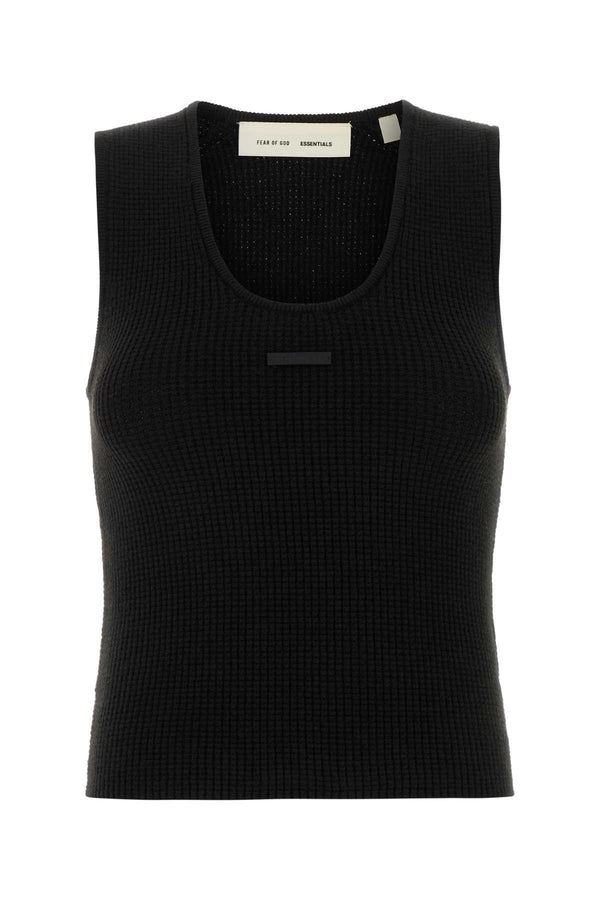 Fear Of God Essential Waffle 88% Polyester tank top in black