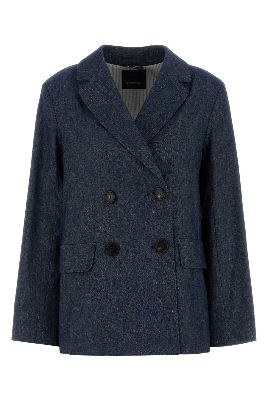 S Maxmara Exterior: 52% Cotton 46% Linen 2% Elastane; Lining: 92% Cotton 8% Nylon blazer in navy