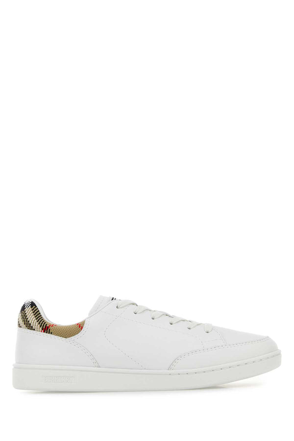Burberry 75% cow grain leather sneaker in white