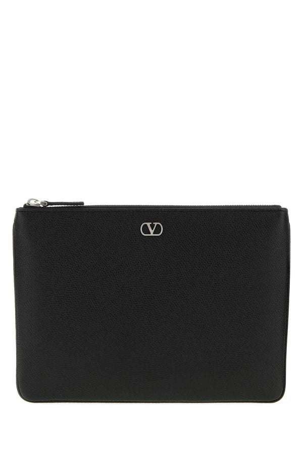 Valentino Garavani Exterior: 100% Leather; Lining: 100% Leather; Finishing: Silver metal wallet in black
