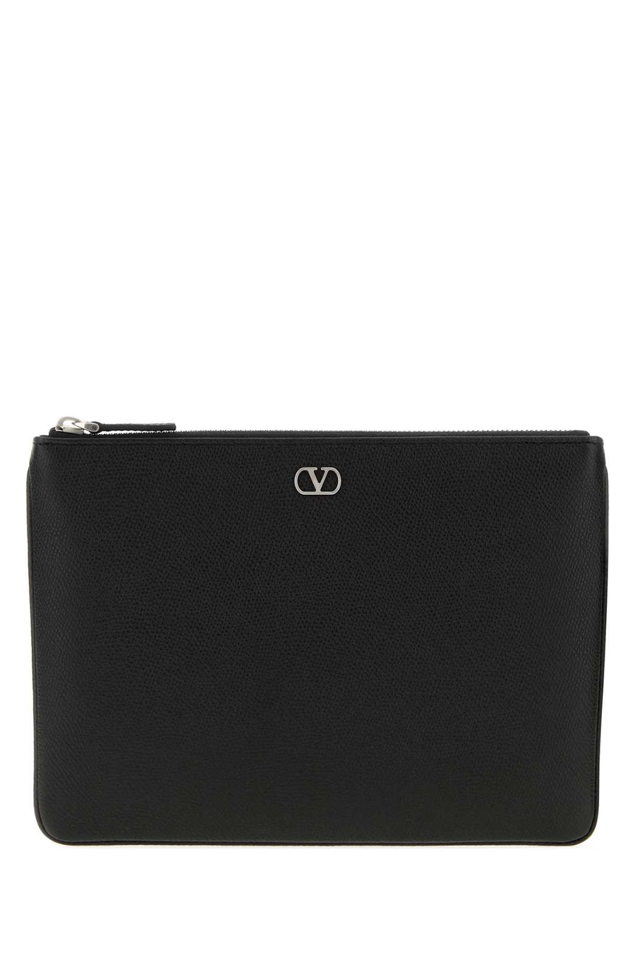 Valentino Garavani Exterior: 100% Leather; Lining: 100% Leather; Finishing: Silver metal wallet in black