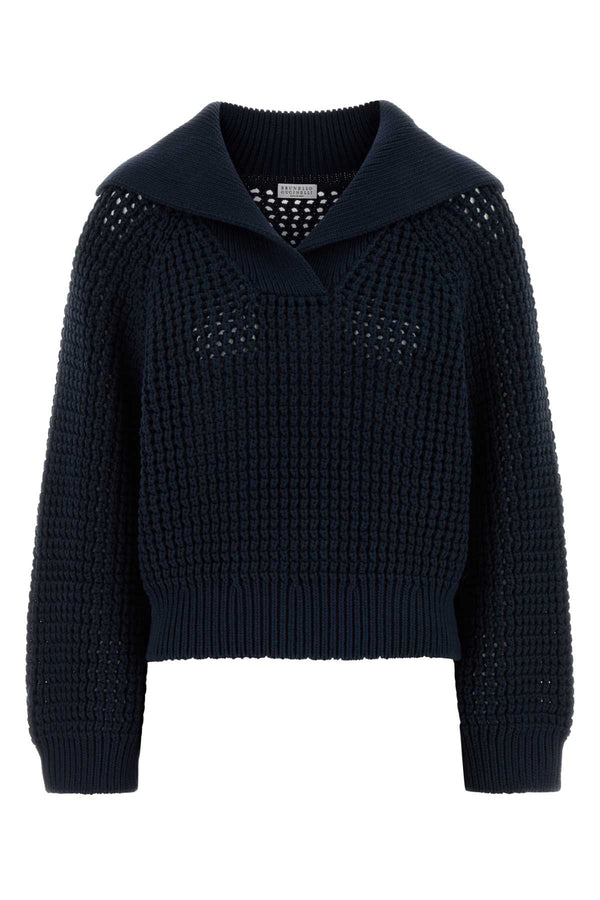 Brunello Cucinelli 74% Cotton sweater in navy