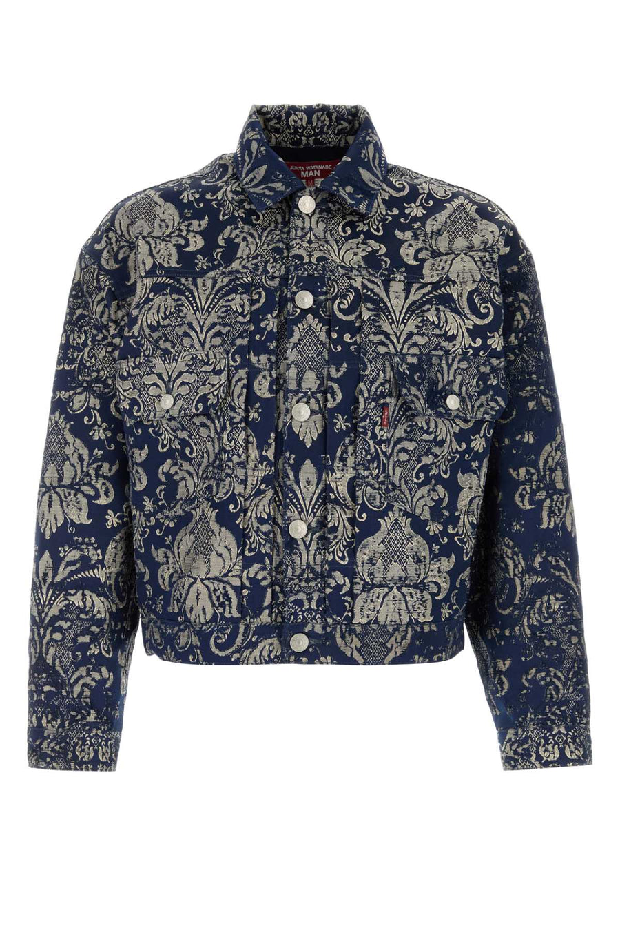 Junya Watanabe Exterior: 40% Polyester 30% Rayon 22% Linen 8% Cotton; Lining: 100% Polyester jacket in navy