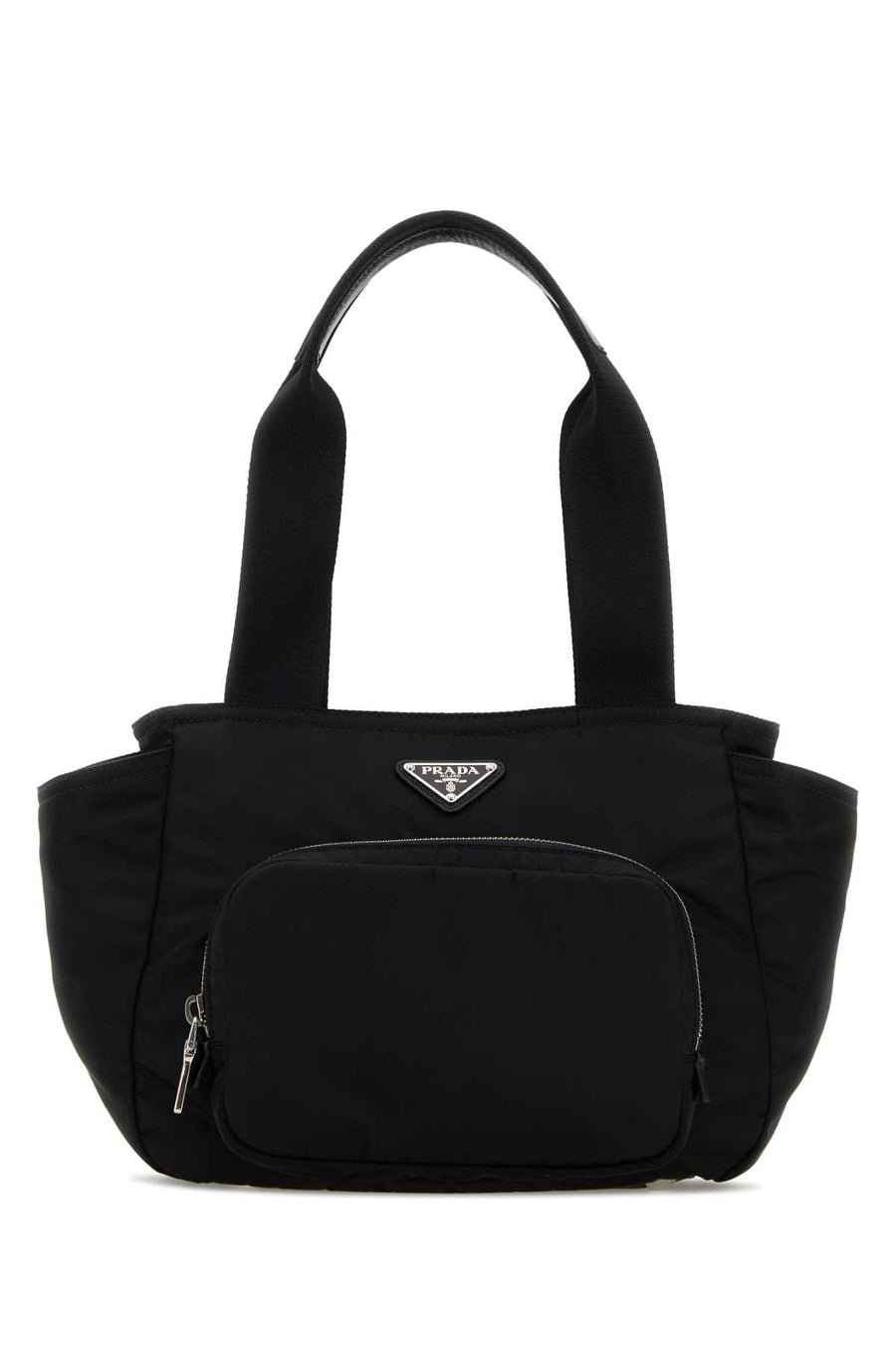 Prada Exterior: 100% Fabric; Lining: 100% Fabric; Finishing: Silver metal shoulder bag in black
