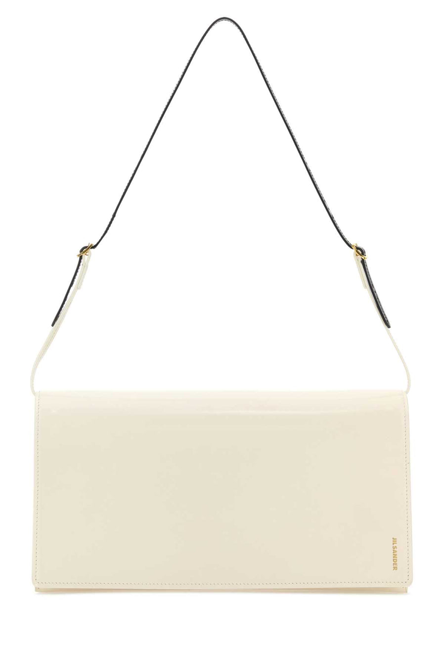 Jil Sander Exterior: 100% Calf Lining: 100% Nappa leather Finishing: Golden metal shoulder bag in white