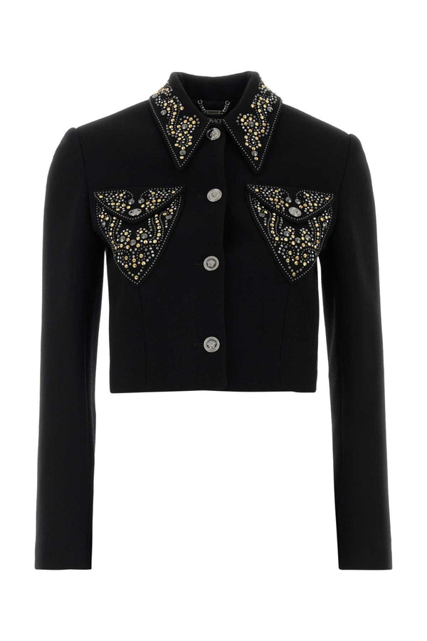 Versace Jacket Exterior: 90% Wool 10% Nylon blazer in black