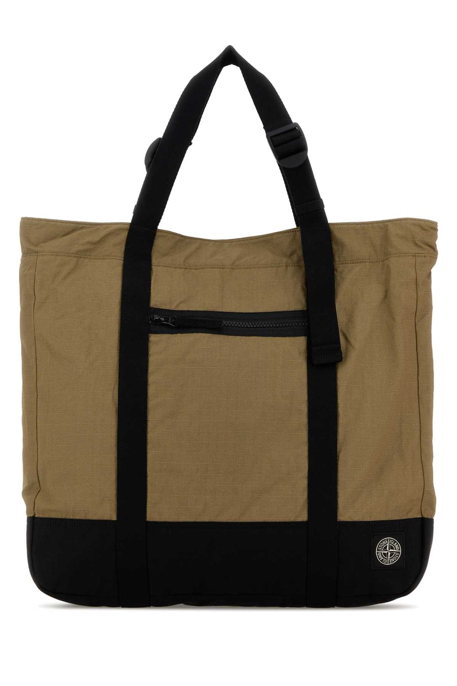 Stone Island Exterior: 100% Cotton; Lining: 100% Fabric; Finishing: Enameled metal tote bag in beige
