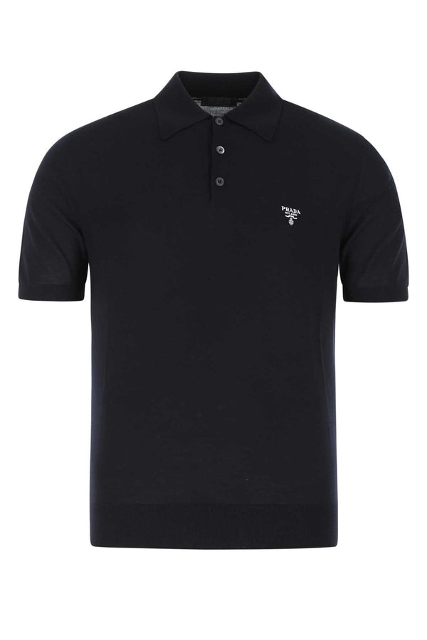 Prada 100% Wool polo shirt in navy