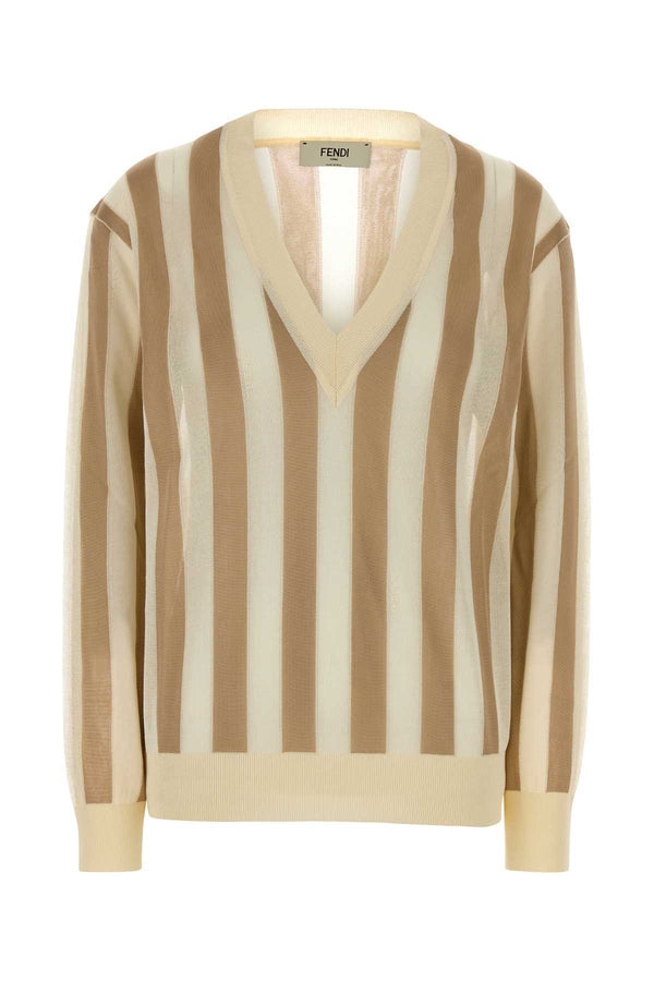 Fendi Pequin 70% Silk 30% Cotton sweater in beige